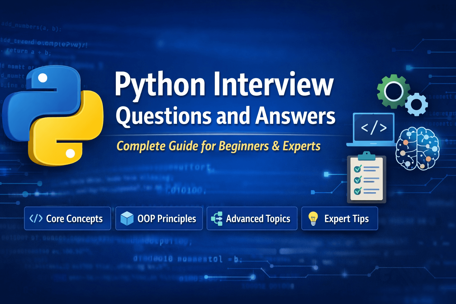 Python Interview Questions and Answers (Complete Guide for Beginners & Experts)