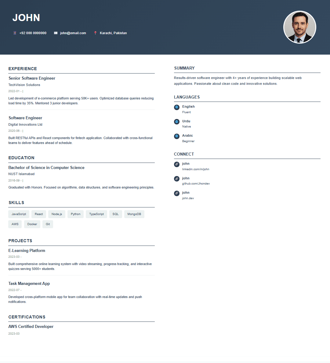 Resume Summary Example