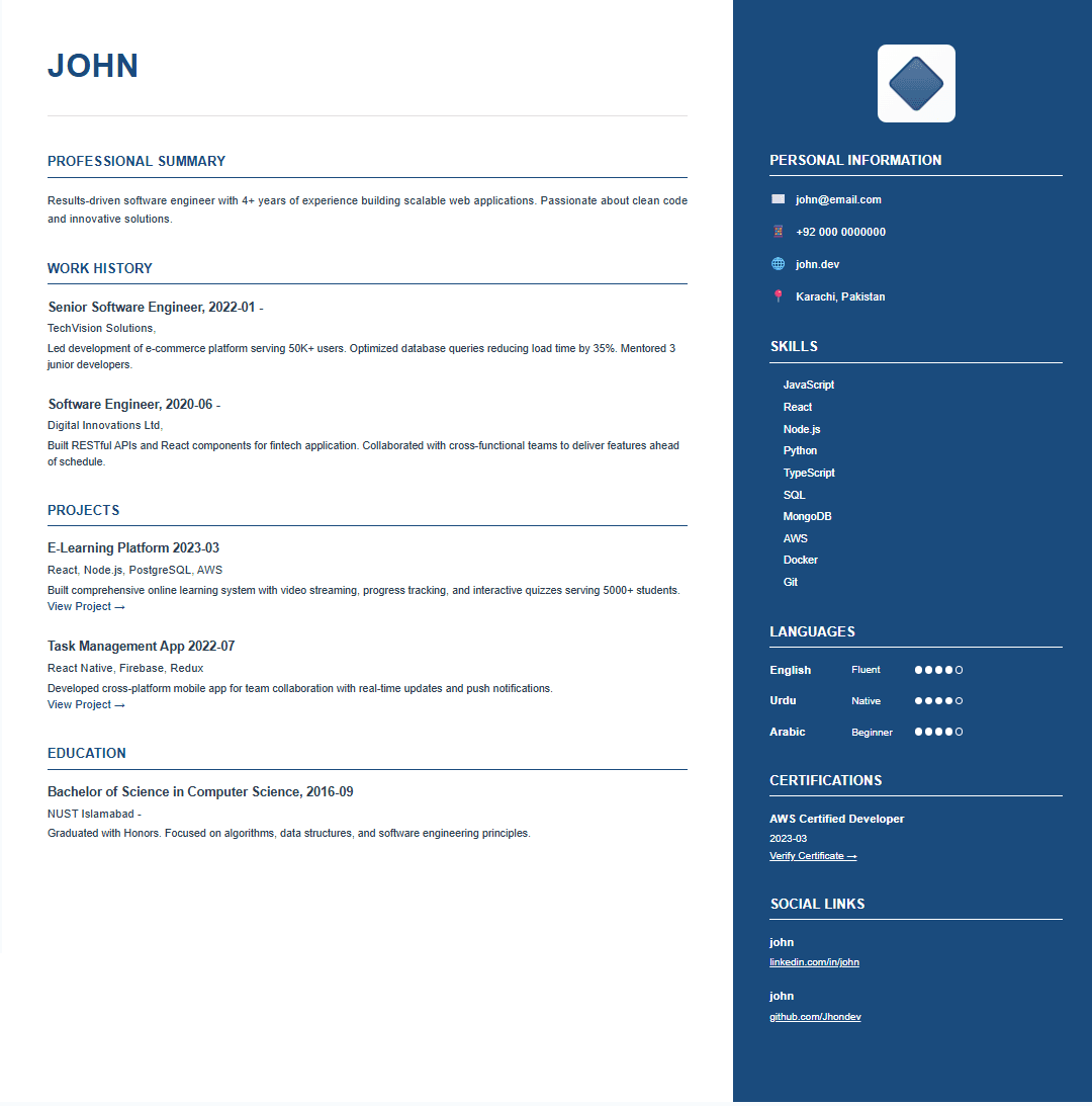 Resume Summary Template